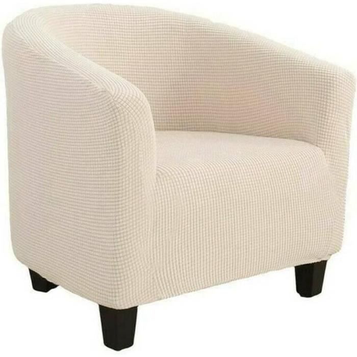 Beige Couvercle du fauteuil de baignoire chemise antidérapante élastique extensible canapé monoplace