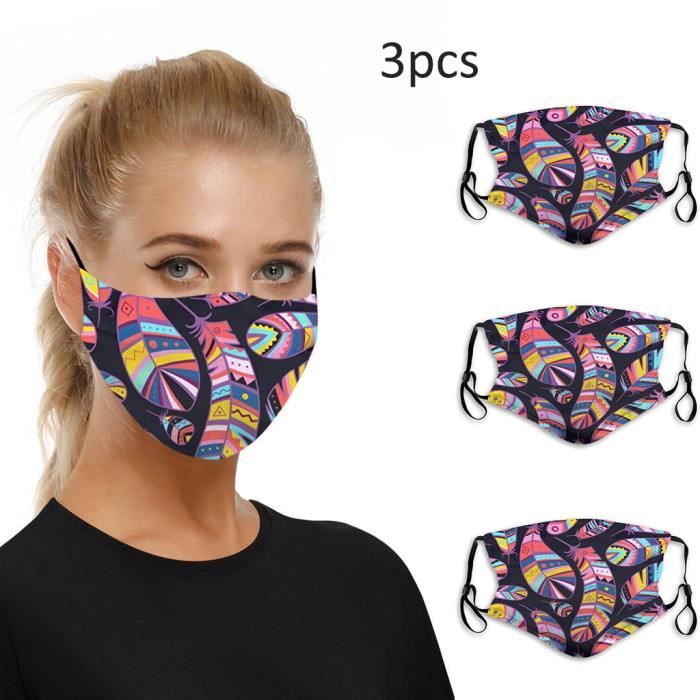 Lot De 5 Masques De Protection Lavables - Pour Sport Et Loisirs - Confortables Et Ajustables