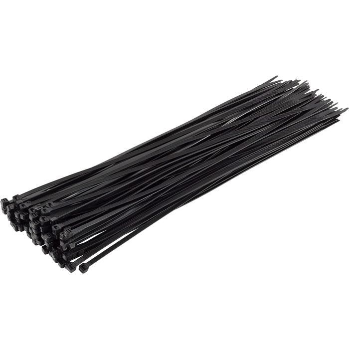 100 Fascette Serracavi In Nylon – 7,8 X 400 Mm – Colore Nero – Resistenza Ai Raggi UV – Per Uso Esterno E Interno