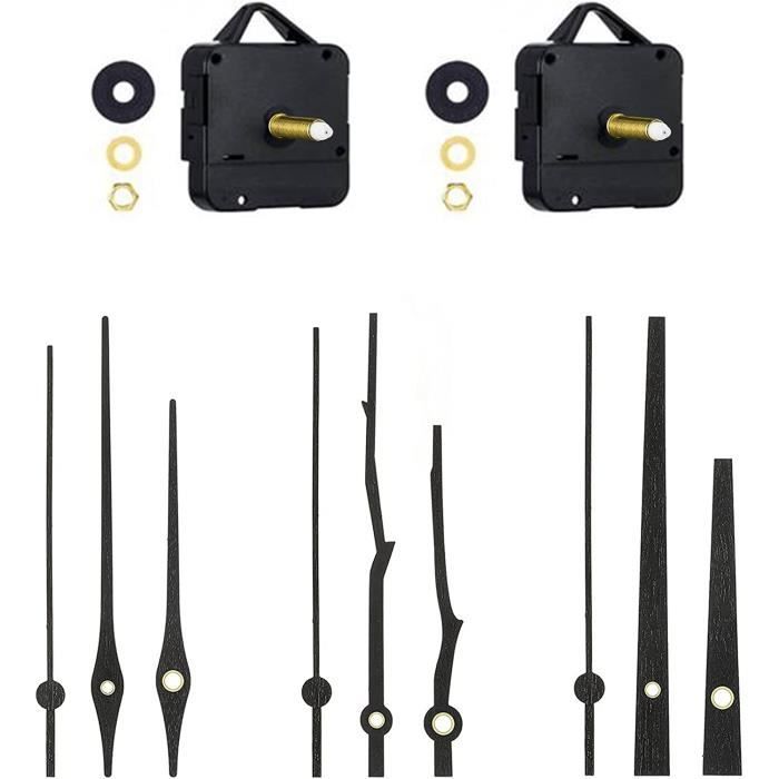 2 Pièces Mouvement Horloge Arbre Long Couple Élevé + 5 Paires Aiguilles - Kit Réparation Horloge DIY