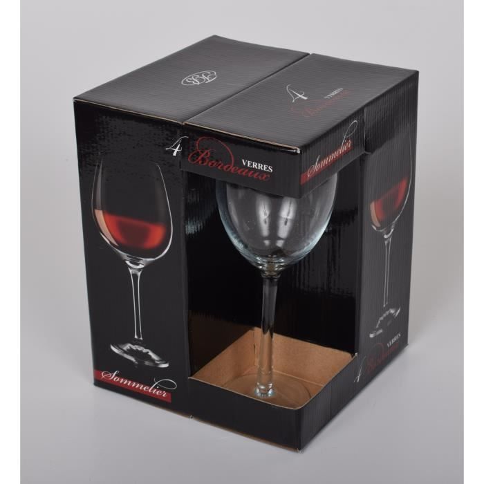 Verre à vin, Coffret Cadeau De 4 Verres A Vin Rouge,Verre Degustation Vin,Verre Souflé H. 22cm – 27cl