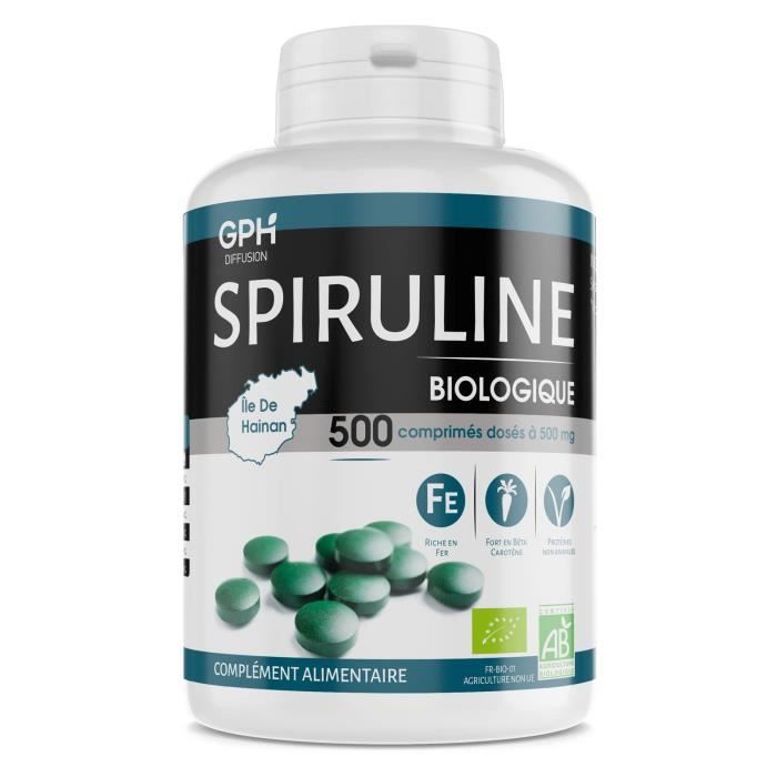 Spiruline Bio Française – 500 Comprimés De 400mg – Complément Bien-être Et énergie – Neuf Sous Flacon