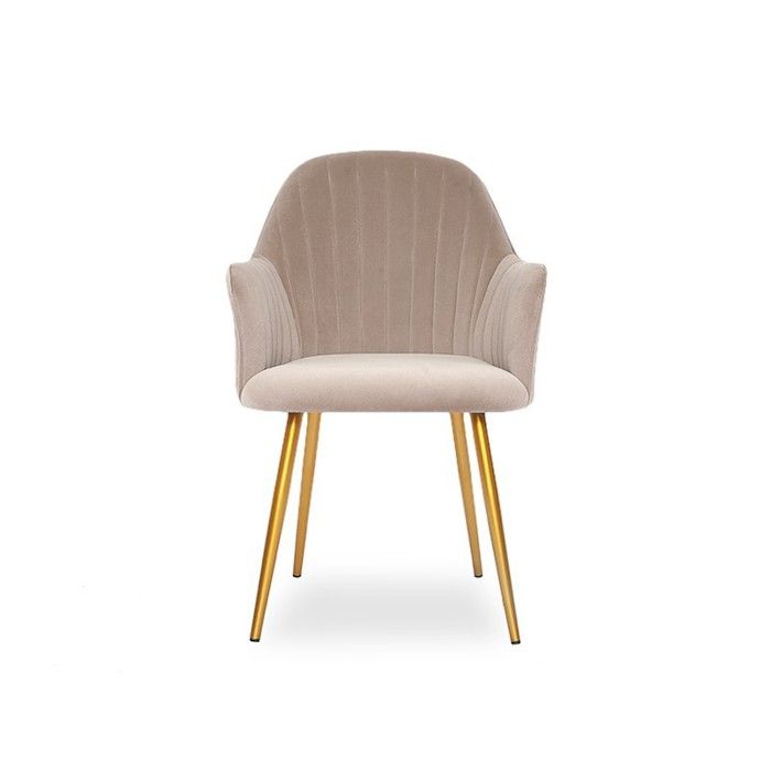 Chaise de salle à manger velours pied or Skull - Taupe