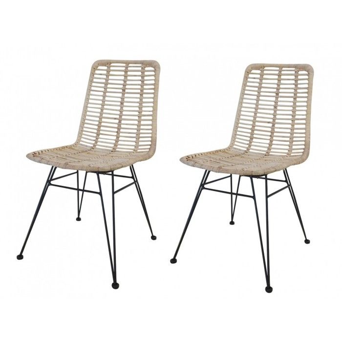 Lot 2 Chaises En Rotin Naturel Kandy Achat Vente Chaise Prolongation Soldes Cdiscount