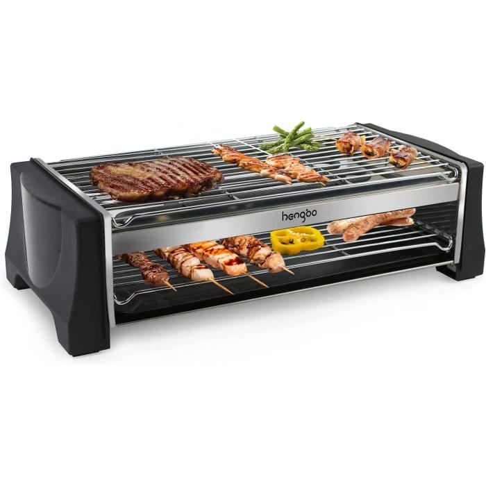HengBo Barbecue électrique Grill Electrique de Table Portable, avec Bac