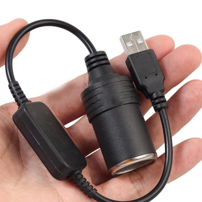 Eboxer USB M/âle vers 12 V Prise Allume-Cigare Femelle de Voiture Adaptateur Allume-Cigare pour enregistreur de Conduite Chargeur de Voiture etc.