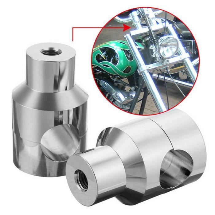 Kit Pinces Guidon Moto 22mm VKander - Rehausseur Et Extension Pour Guidon De Moto Ou ATV En Argent
