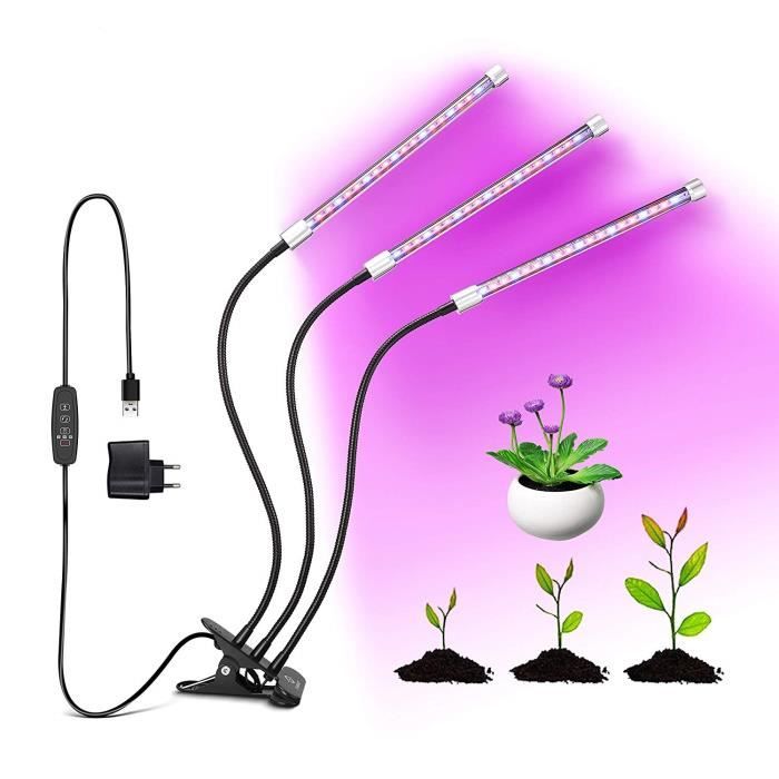 wolka lampe de plante, lampe de croissance lampe horticole à trois têtes parfait pour plantes,fleurs etc.