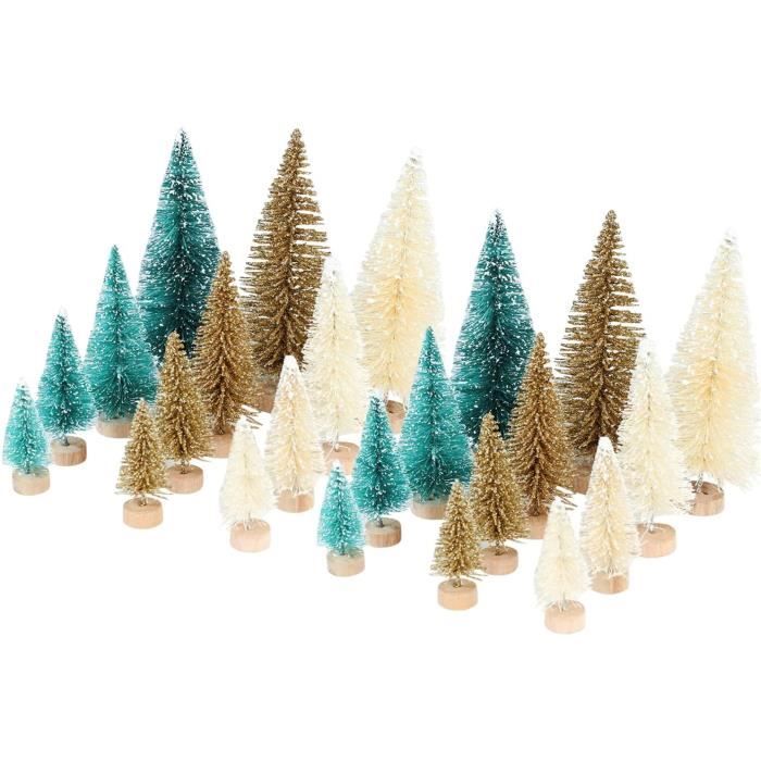 6 Pcs Sapin de Noël Miniature Mini Sapin de Noël Artificiel Mini Sisal Arbres avec Base en Bois Arbre de Noël Miniature Idéal pour Décoration Noël Chambre Loisir Créatif de Noël 4 Tailles