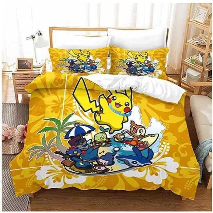 Housse De Couette Pokemon Pikachu Street - 140x200 Cm + 1 Taie D'oreiller 63x63 Cm, 100% Coton, Licence Officielle - 11