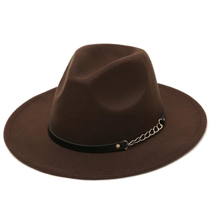 Xiang Ru Chapeau Safari Unisexe Western Large Bord Cowboy Australien Vintage A:Bleu Marin Bande 56-58cm