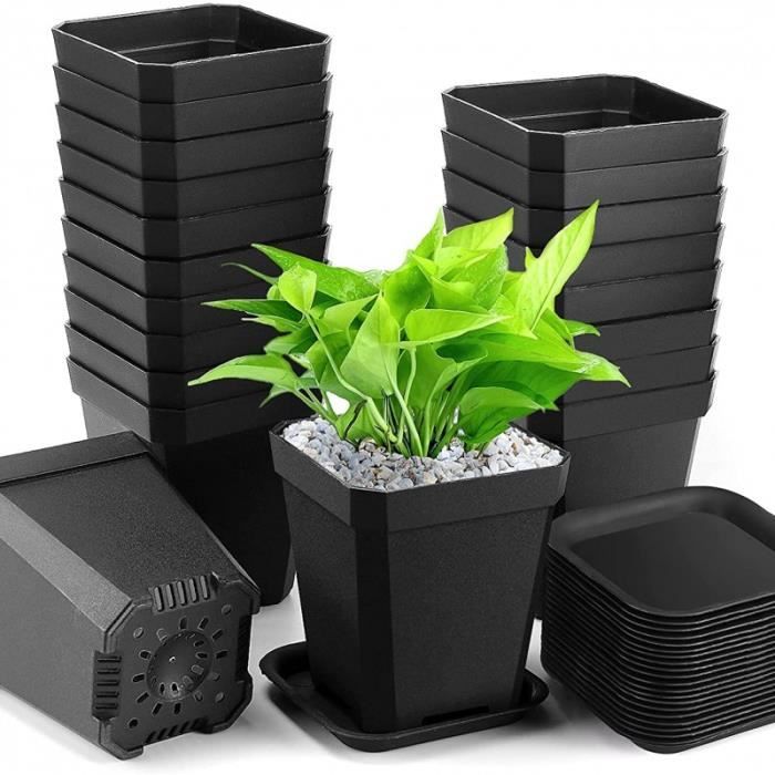 7 cm carré en plastique noir PLANTE Plant Pots d'excellente qualité-différentes quantités 
