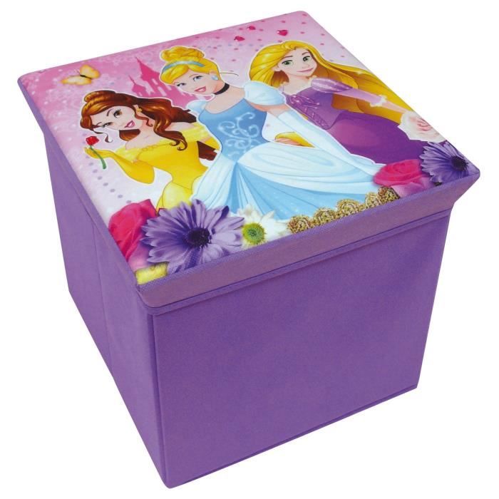 Tabouret de rangement Disney Princesses - JEMINI - Pour enfant - Violet - Rose - Fille