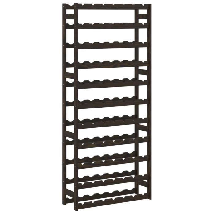 Casier à bouteilles - CUQUE - Modèle 117221 - Bois de pin massif - Noir ...