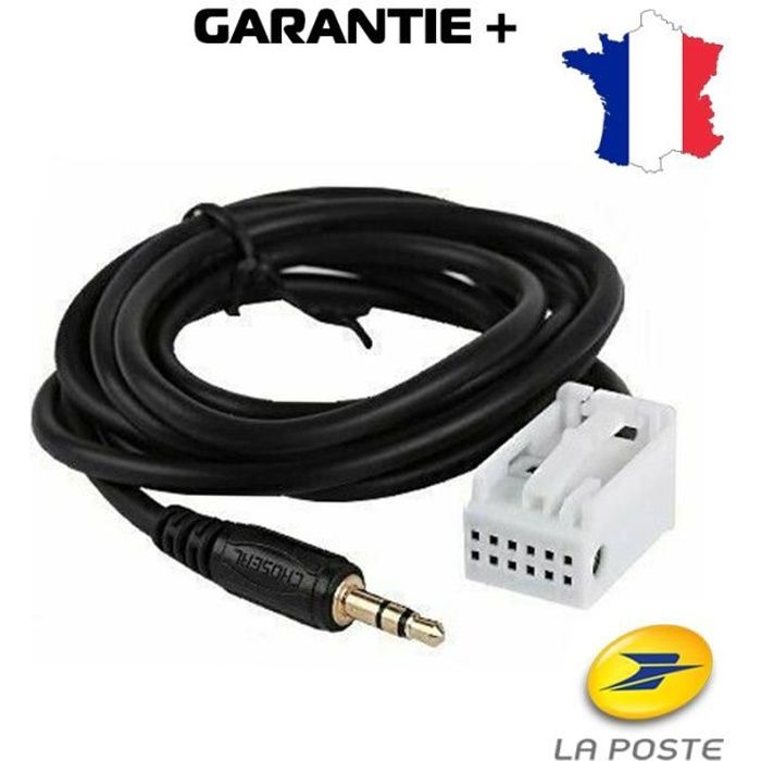 Câble Auxiliaire 3,5mm Pour Autoradio Peugeot 207, C4, RD4 - Adaptateur AUX Longueur 149cm