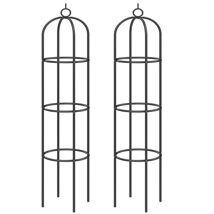 2x Tuteur de jardin 200 cm Colonne rosiers Support pour plantes grimpantes Ø 40 cm Obélisque de jardin
