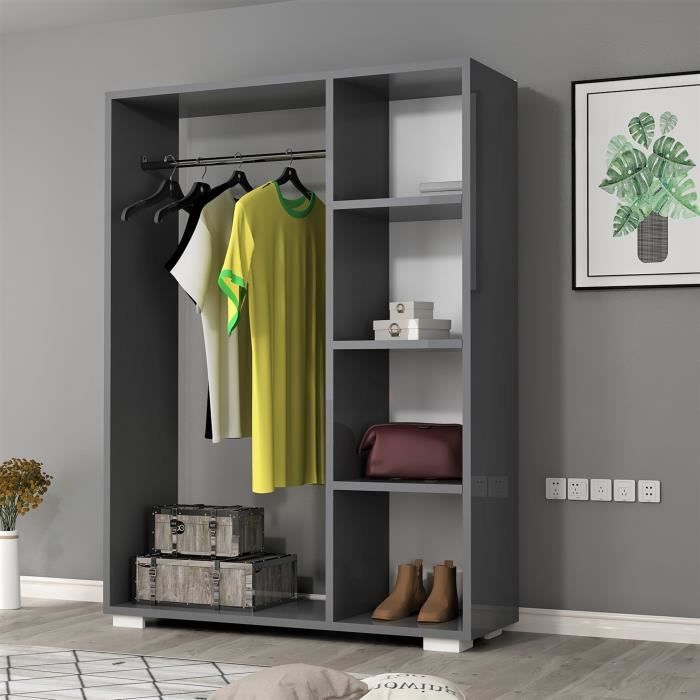Armoire Nesbyen avec 4 compartiments de stockage 123 x 90 x 30 cm anthracite