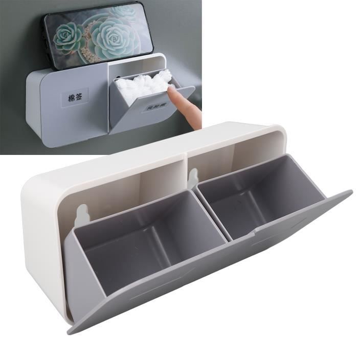 Boîte Rangement Murale Adhésive - Blanc, 17x11x9cm - Pour Salle De Bains, Cuisine, Bureau
