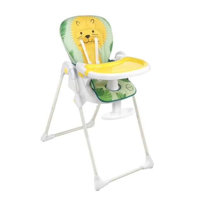 Chaise haute bébé Multiplo Jaune Motif Savane - FORMULA BABY - Réglable - Jusqu'à 3 ans - 15 kg