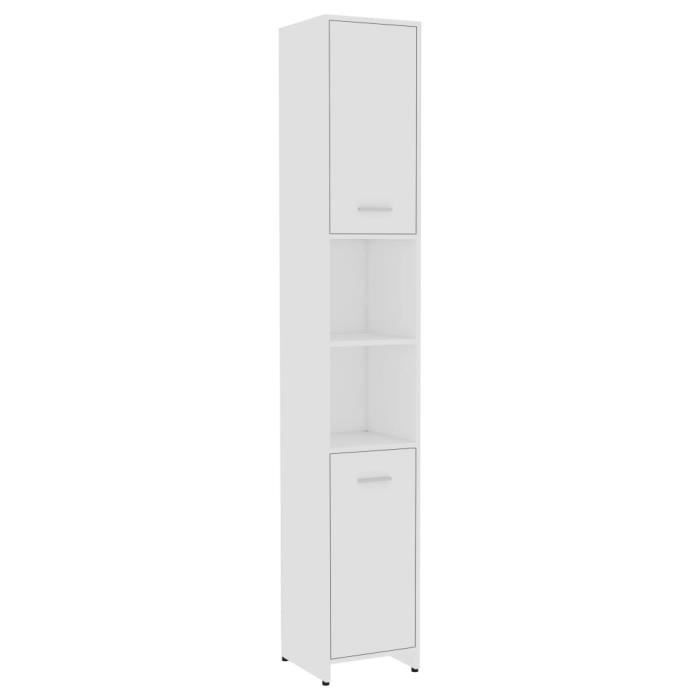 Armoire de salle de bain - GAROSA - Blanc - 30x30x1835 cm - Aggloméré - Montage facile