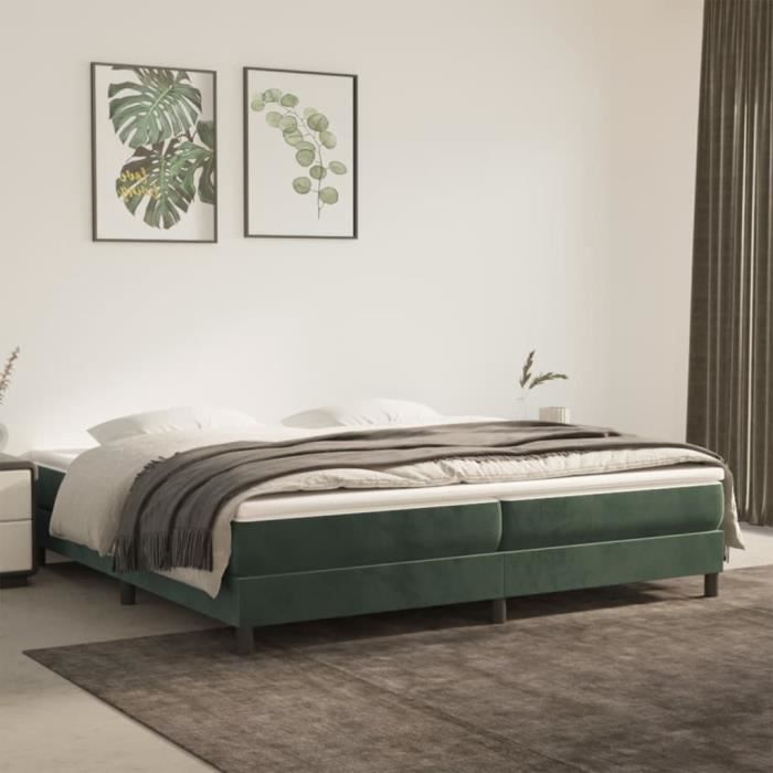 Sommier à lattes - GAROSA - Vert foncé - 200x200 cm - Velours - 2 places