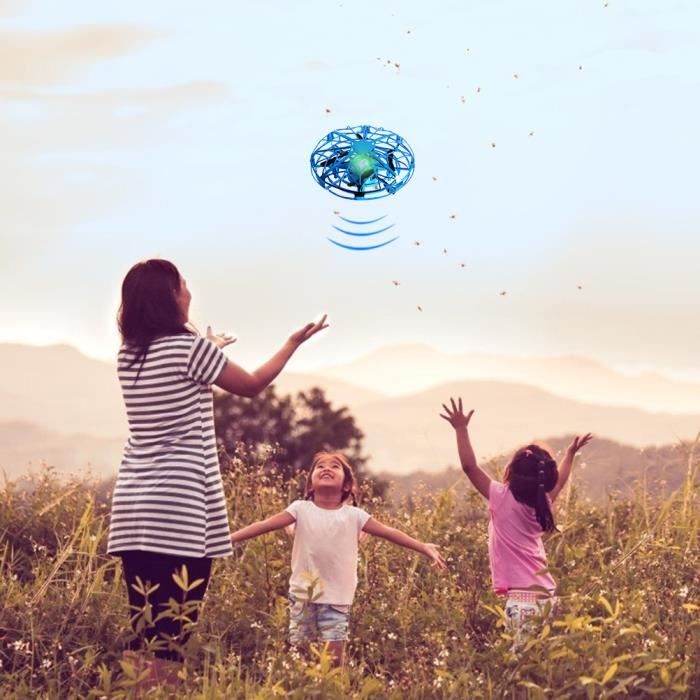 HURRISE jouet de drone pour enfants Mini Drone Enfants Drone Jouet Main Hélicoptère RC Quadcopter Infrarouge video retro Bleu