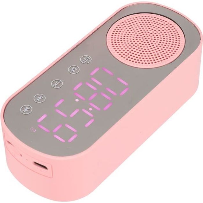 HURRISE haut-parleur réveil fil Radio-Réveil Fille, Réveil Haut-Parleur Rose Micro USB Charge Radio FM video lecteur