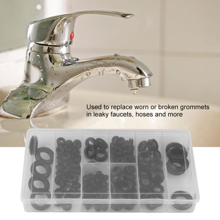 Kit Assortiment De 180 Œillets En Caoutchouc (Grommets) - 8 Tailles De 1/4" à 1" - Pour Câblage, Étanchéité