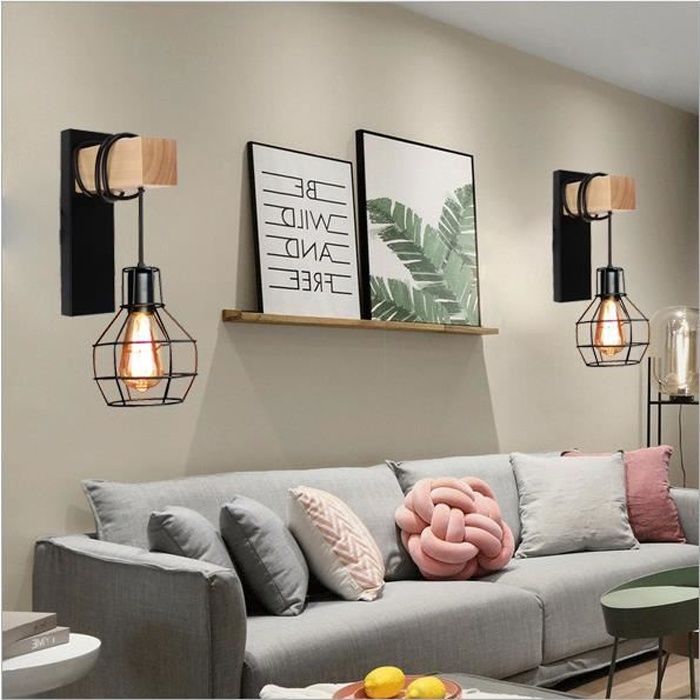 IDEGU Lot de 2 Applique Murale Interieur en Cage Métal Lustre Murale Industrielle vintage pour Couloir Salon