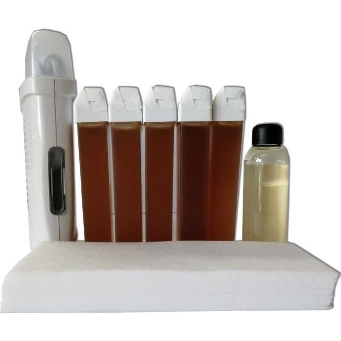 Kit epilation cire 5 recharges de cire 100 ml Miel, 50 bandes, huile Cdiscount Au quotidien