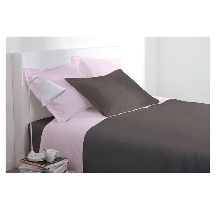 Drap plat 1 personne 180x290 cm 100% Coton - Chocolat - Cdiscount Maison