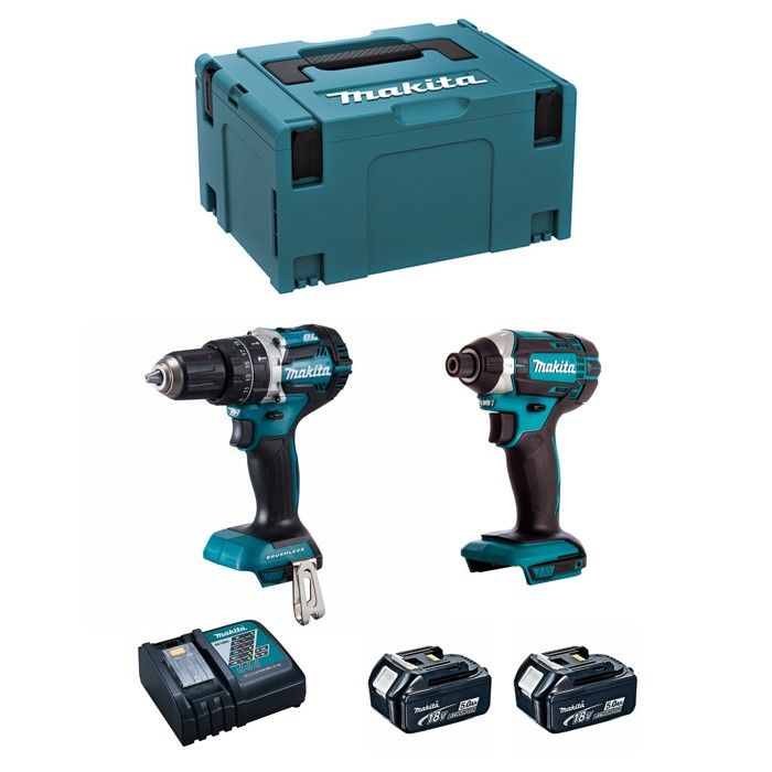 MAKITA Kit MK222RTJ (DHP484 + DTD152 + 2 x 5,0 Ah + DC18RC + MAKPAC 3 ...