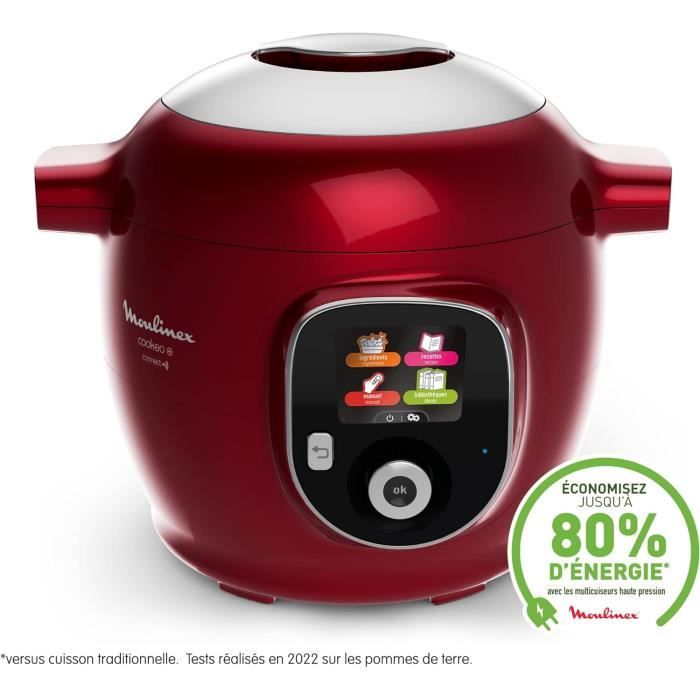 Multicuiseur - Moulinex - Cookeo+ Connect - Capacité 6 L - 200 recettes - Couleur Rouge - Moulinex