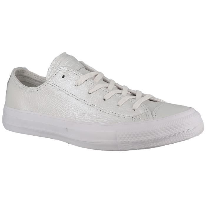 converse basse cuir blanche femme