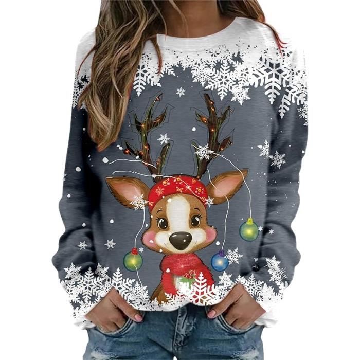 Pull De Noël Pour Femme - Design Festif, Laine Douce, Col Rond, Manches Longues - Cadeau Idéal Fêtes