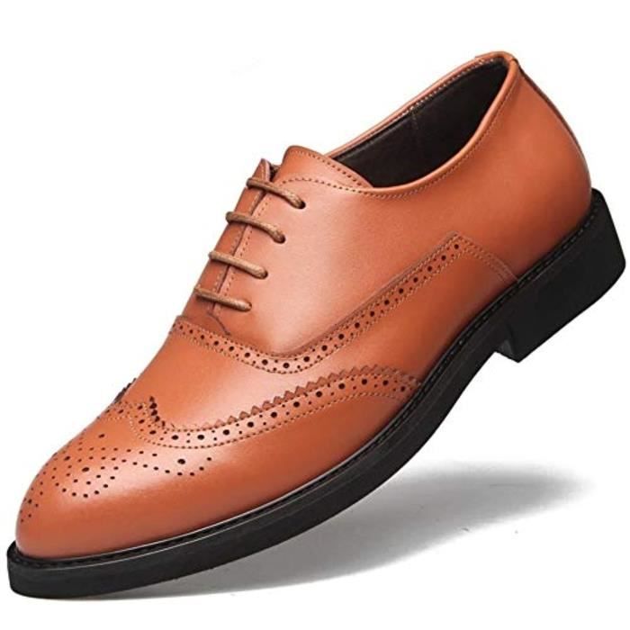 Chaussures Oxford Bout Pointu Pour Femme - Talon Bloc 6 Cm - Style Brogue Wingtip - Cuir PU