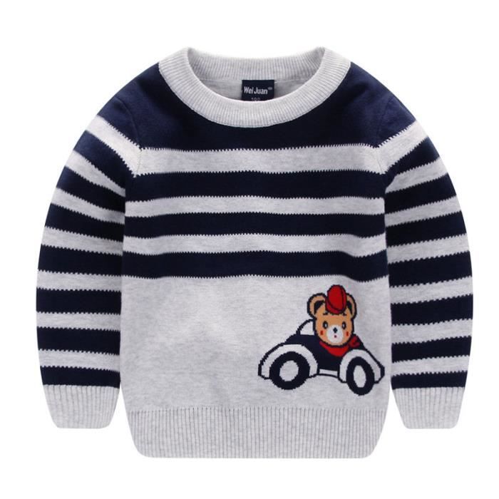 Pull en Tricot Imprimé Pour Enfant Garcon Pullover Chaud Col Rond