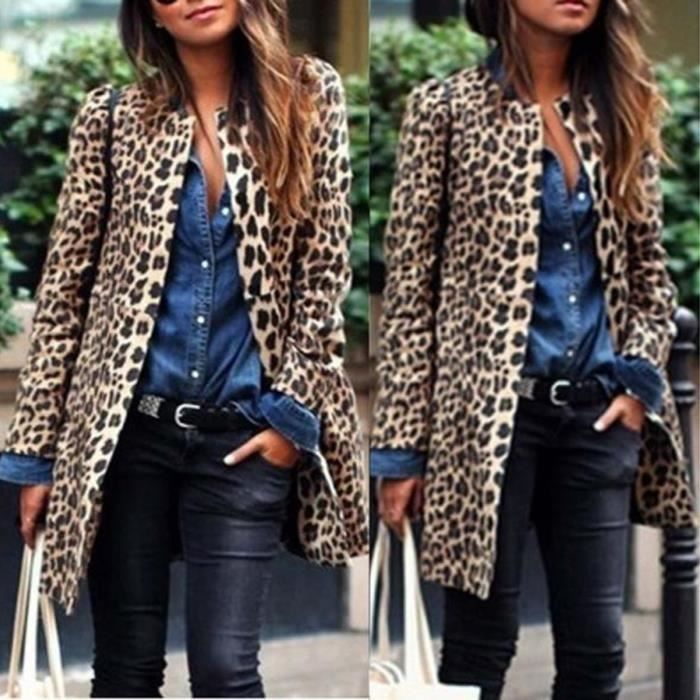 Manteau leopard femme best sale