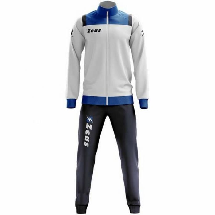 Jogging Homme Grande Taille - ZEUS - Blanc Royal et Bleu - Respirant - Manches Longues - Multisport Jogging Homme Grande Taille - ZEUS - Blanc Royal et Bleu - Respirant - Manches Longues - Multisport