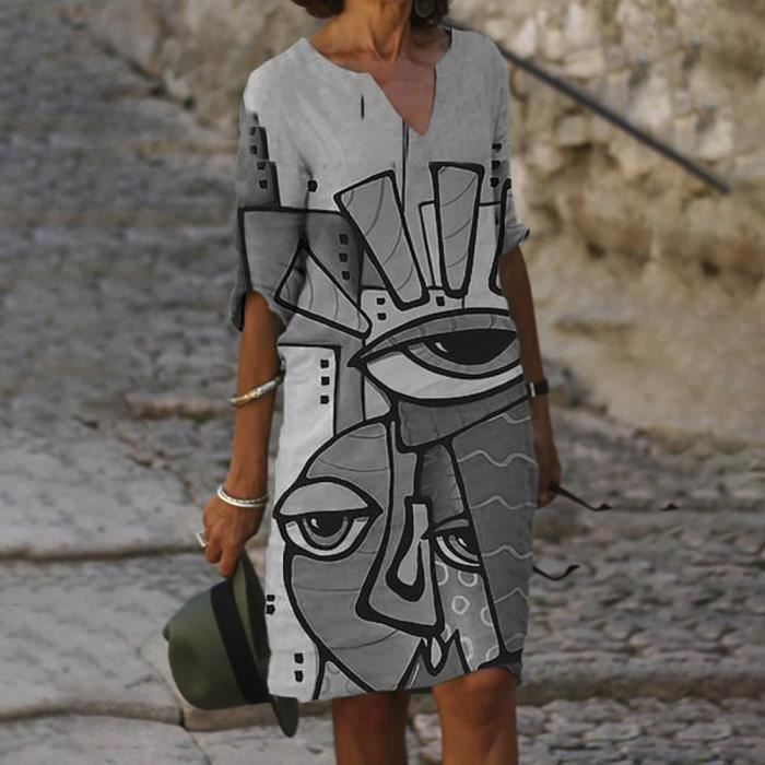 robe mi longue grise