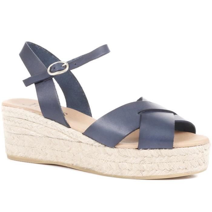 Espadrilles En Cuir Naturel Foncé TYPE Z - Taille 9.5 US Femme (40 EU) - Neuves Avec Boîte, Couleur Beige, Semelle Wedge