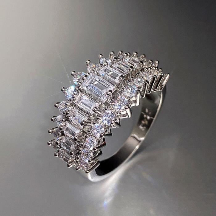 Vente flash – Bague fiançailles en argent 925/1000, pour femmes, Zircon