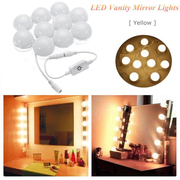 Xrten 12pcs Lumière De Miroir LED Hollywood Dimmable 3 Couleurs - Lampe Coiffeuse