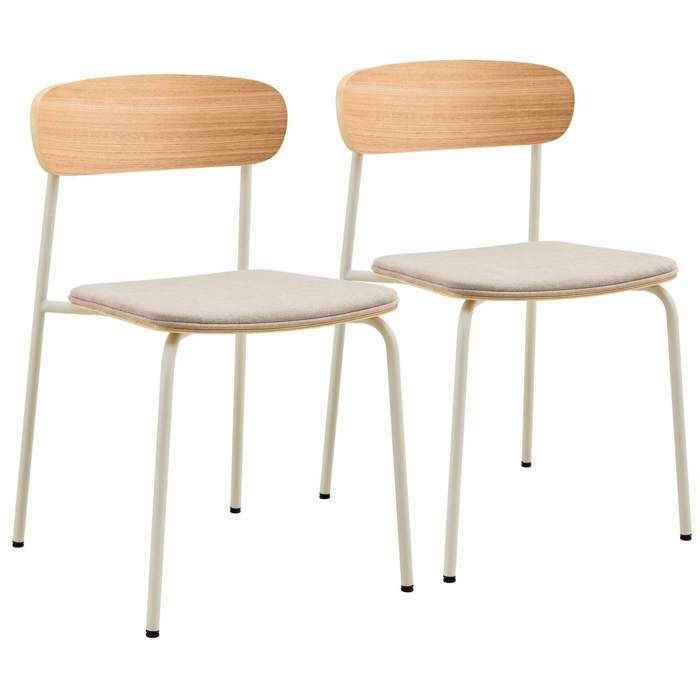 Lot de 2 chaises empilables en bois beige Lexy - Oviala Lot de 2 chaises empilables en bois beige Lexy - Oviala