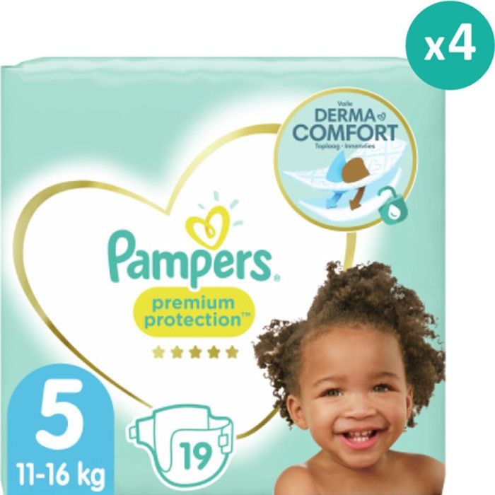 4x19 Couches Premium Protection Taille 5, Pampers Cdiscount