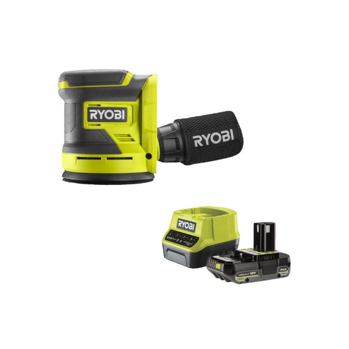 Pack RYOBI Ponceuse excentrique RROS18 0 18V One+ 1 batterie 2.0Ah 1 chargeur rapide RC18120 120