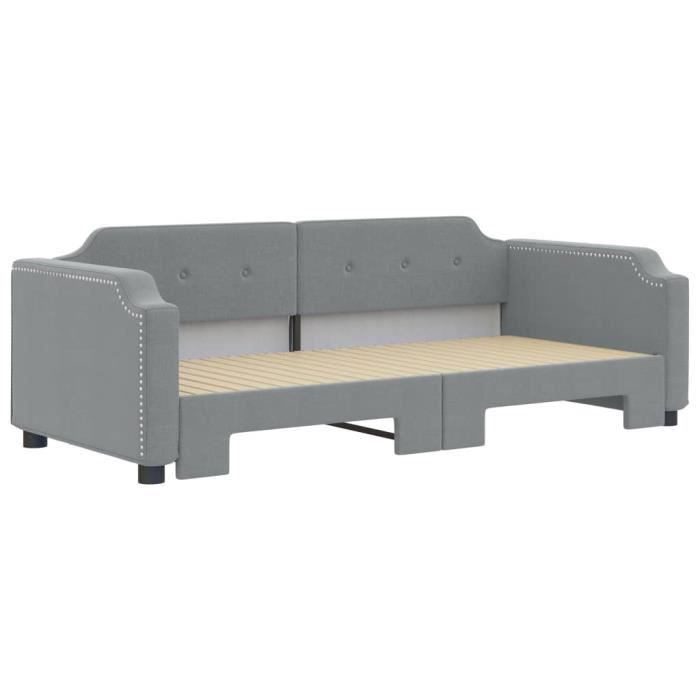 Lit de jour avec lit gigogne gris clair 90x200 cm velours | Leroy Merlin