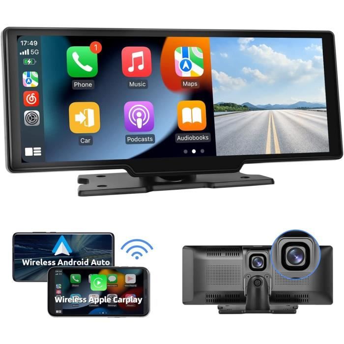 Autoradio HLLECARMO 7" CarPlay/Android Auto Sans Fil Pour Fiat 500 2007-2015 - Bluetooth 5.0 - Écran Tactile IPS - Blanc