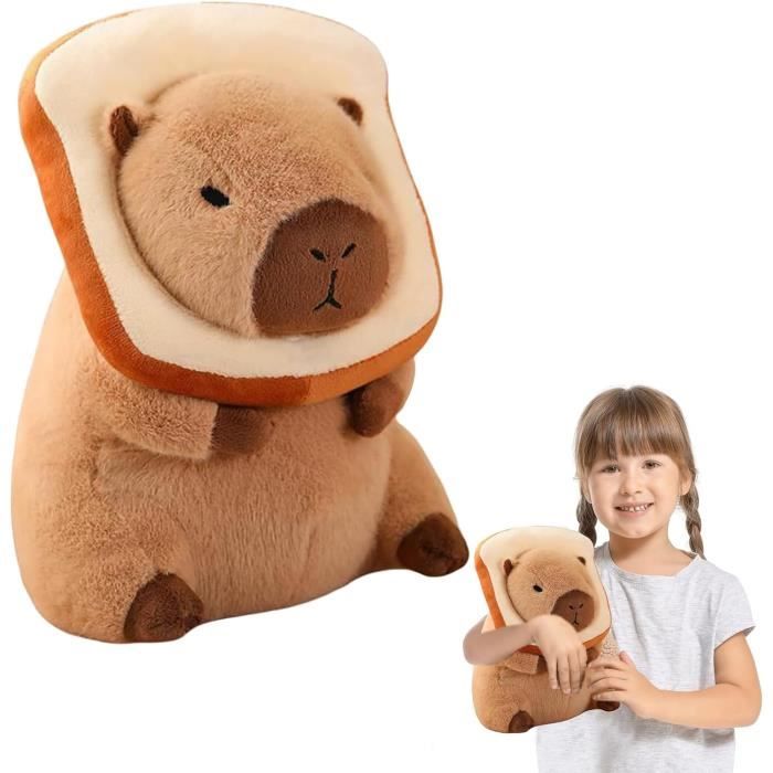 Capybara Peluche réaliste avec sac à dos en forme de tortue - Cadeau de Noël, d'anniversaire, Pâques, Saint-Valentin pour enfants et adultes (20 cm