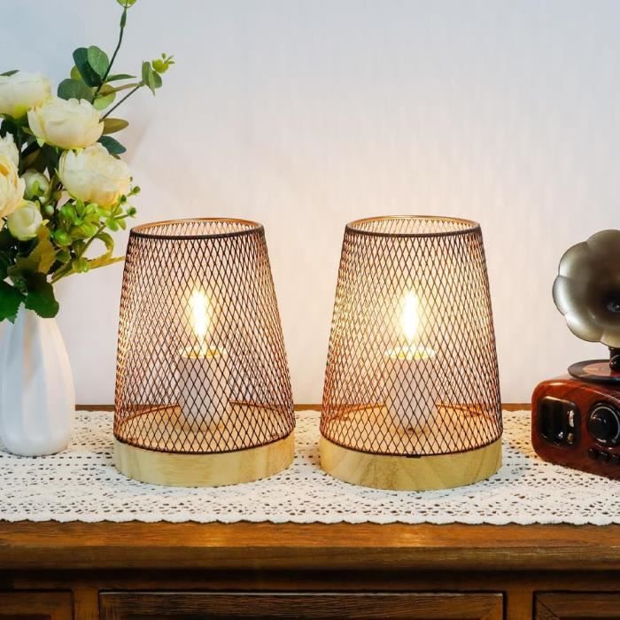 Lot De 2 Lampes De Table Nid & Fleurs LED - 80 Lumières Chaudes - Alimentation USB/piles - Décoration Fête